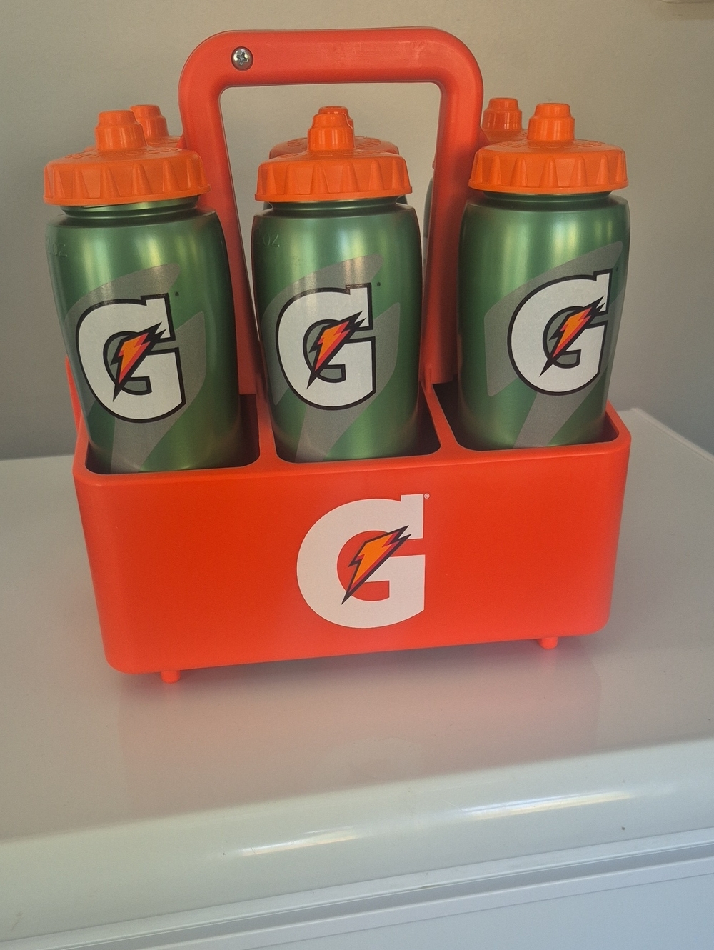 6-Pack Green and Orange Sports Bottle Carrier Set